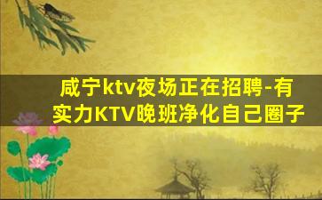 咸宁ktv夜场正在招聘-有实力KTV晚班净化自己圈子